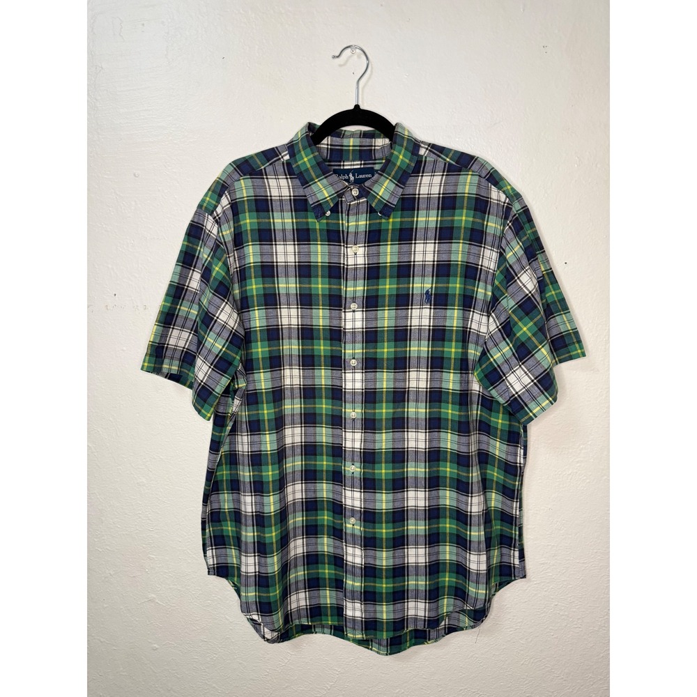 Ralph Lauren Men's XL Button Down Shirt Classic Fit Plaid Short Sleeve